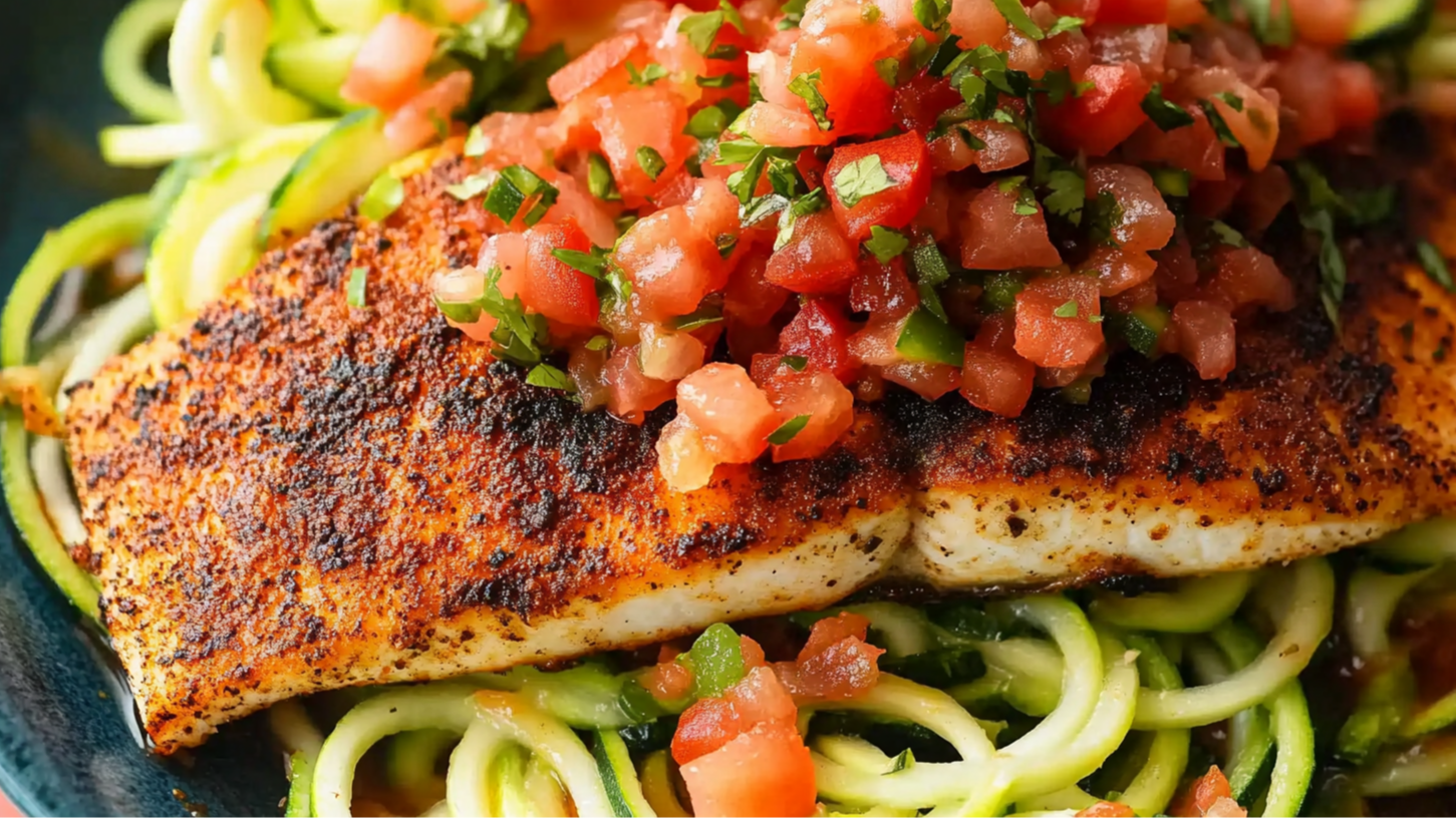 Keto Blackened Tilapia with Zucchini Noodles - Lazy Keto App