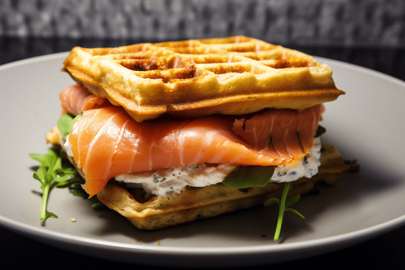 Keto Everything Chaffle with Cream Cheese and Salmon - Lazy Keto App