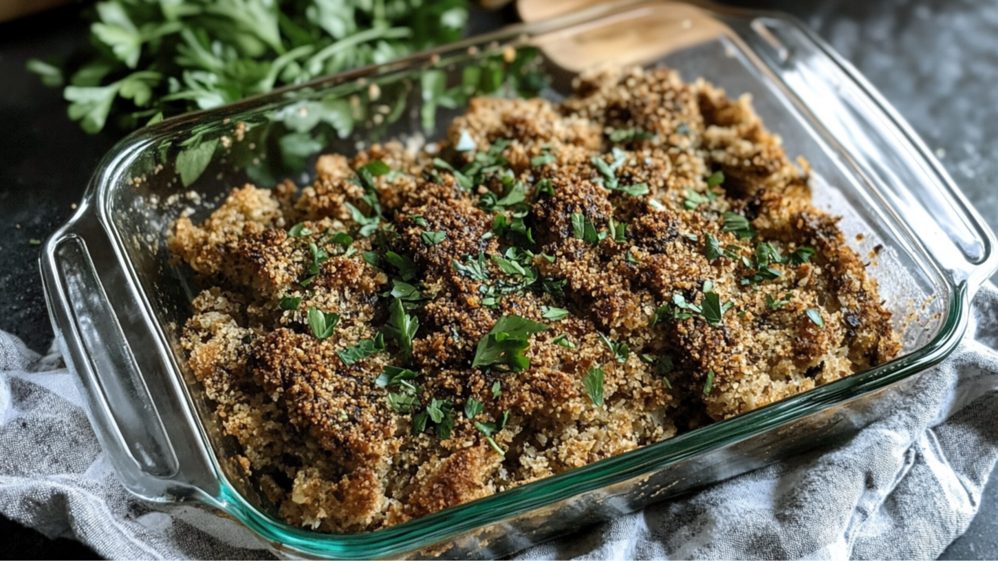 Fluffy Keto Stuffing with Onion & Sage: keto recipe with 2.4g net carbs