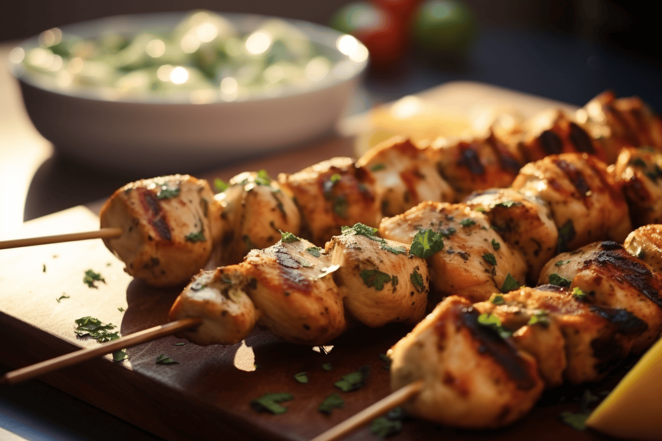 Lemon Chicken Kebabs with Tzatziki Sauce