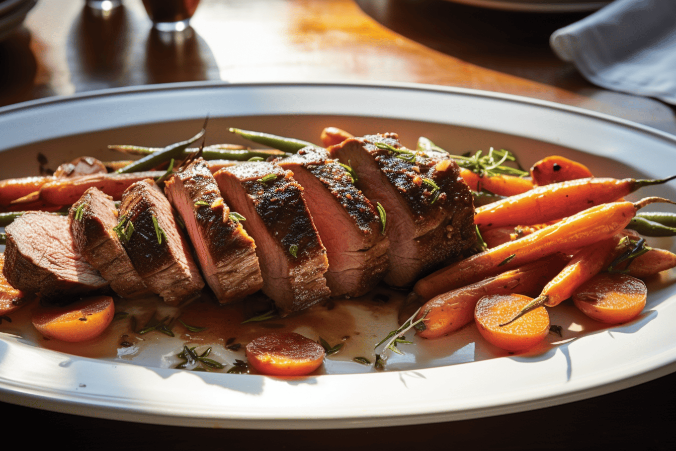 Roasted Pork Tenderloin with Salsa Verde & Balsamic Carrots — 2.9g net carbs per serving
