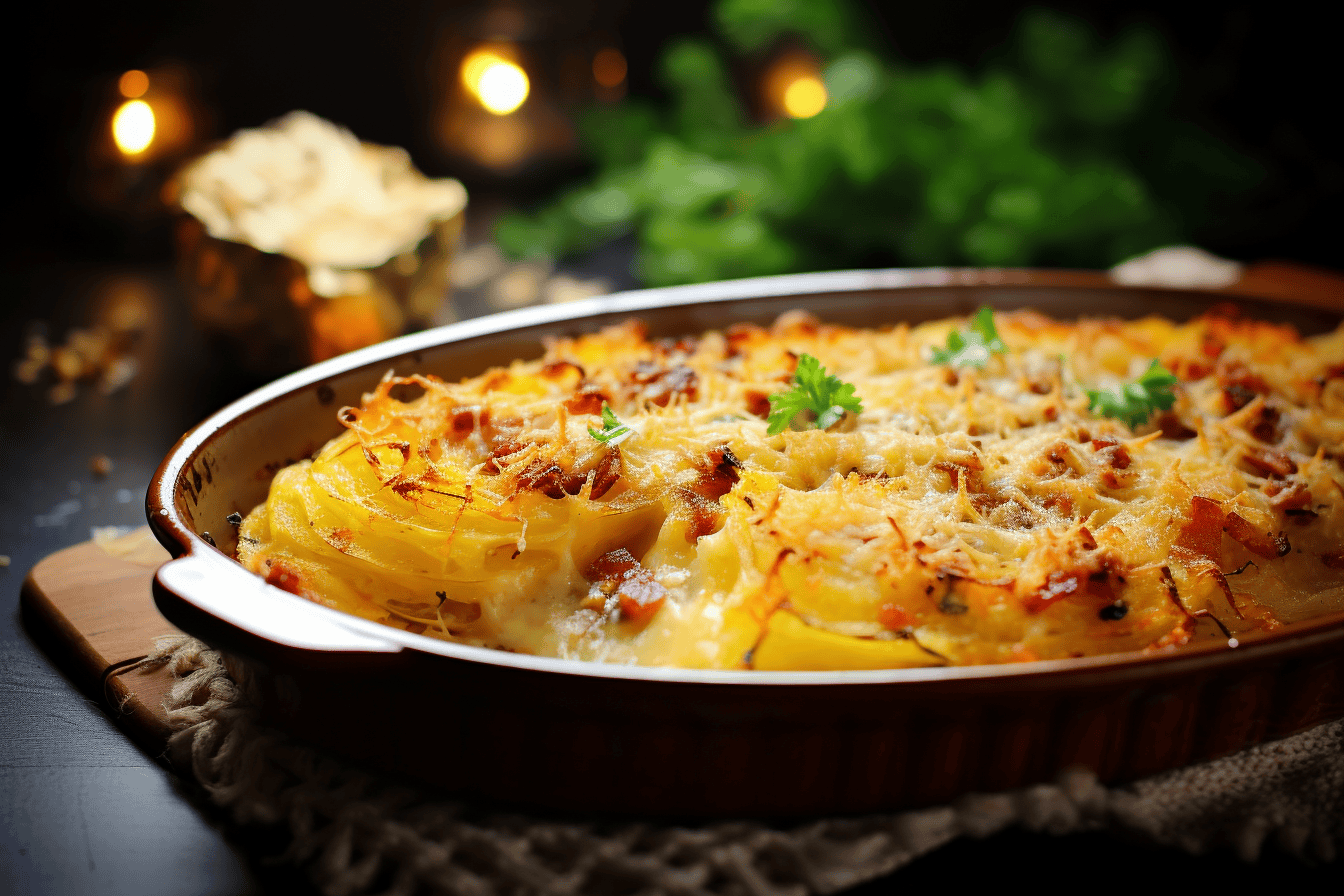 Keto Spaghetti Squash Au Gratin with Bacon Lazy Keto Application